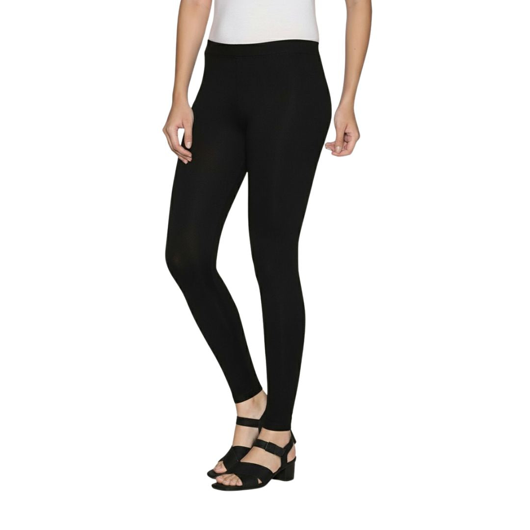Ankle Cut Cotton Leggings Black