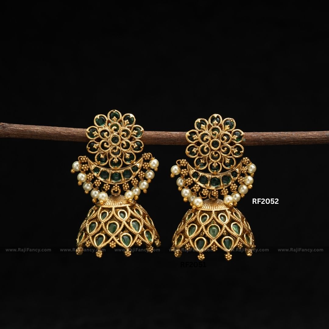 Floral Green Jhumka RF2052