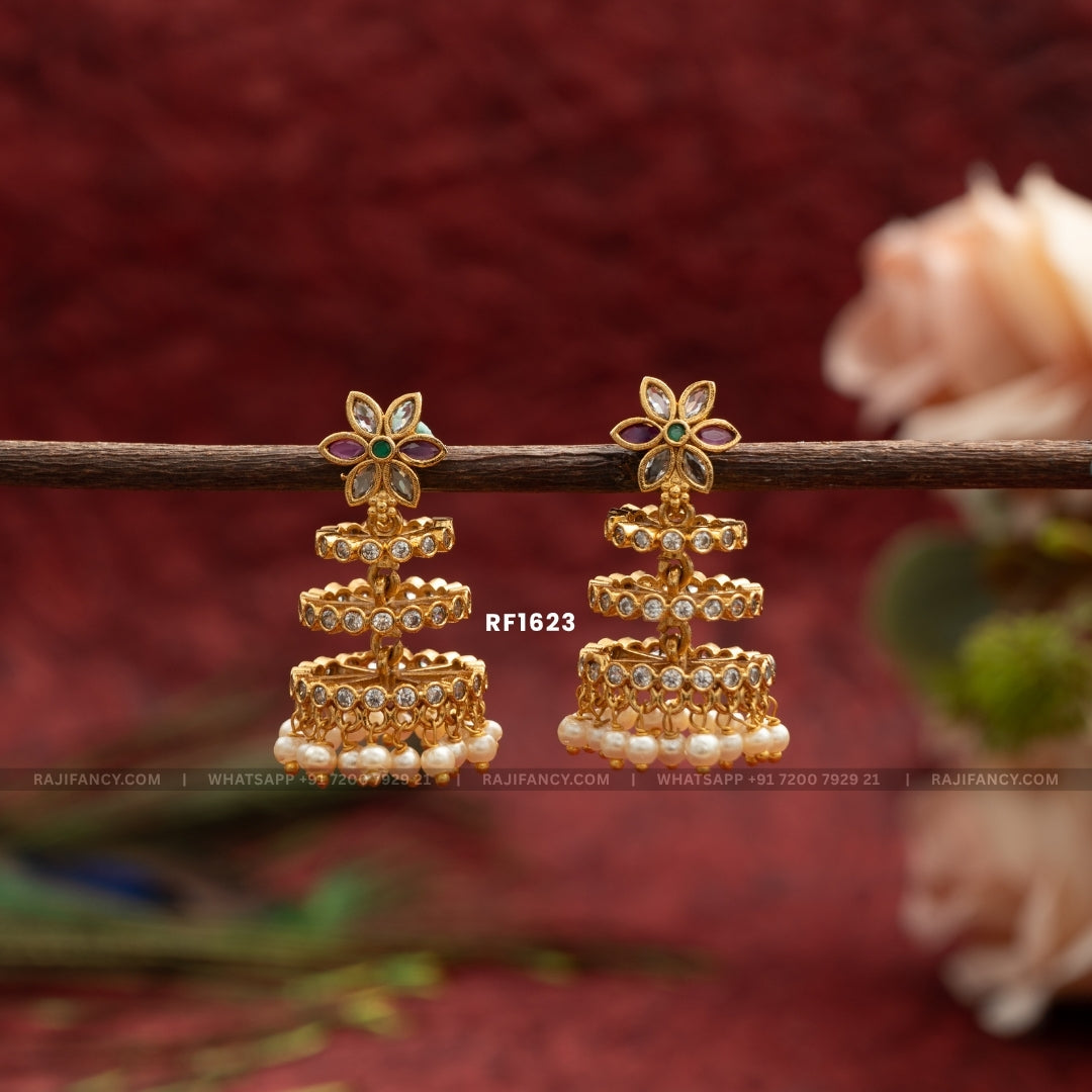 Flower Solitaire Jhumka