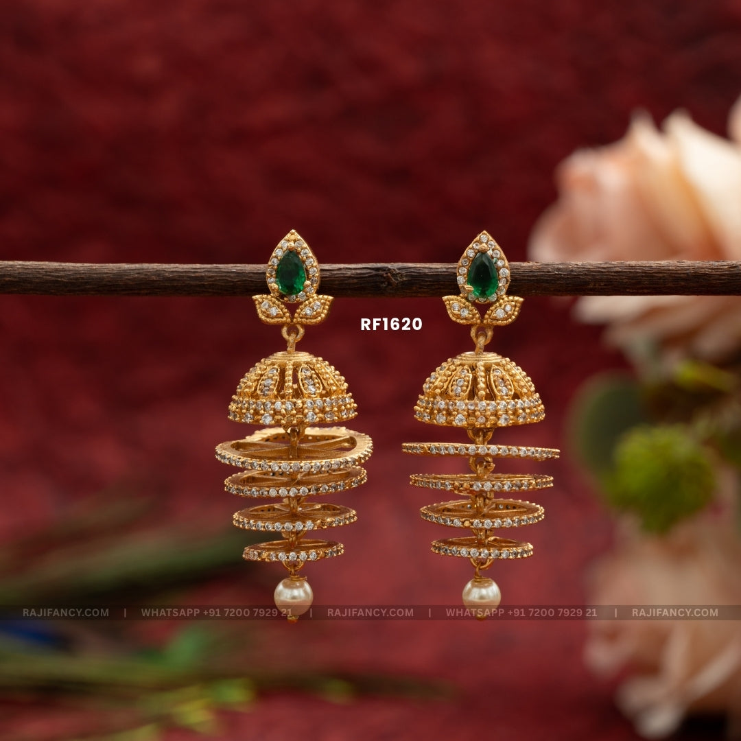 Green Solitaire Jhumka