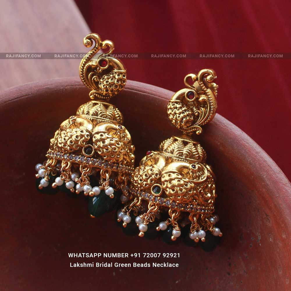 Lakshmi Bridal Green Beads Necklace