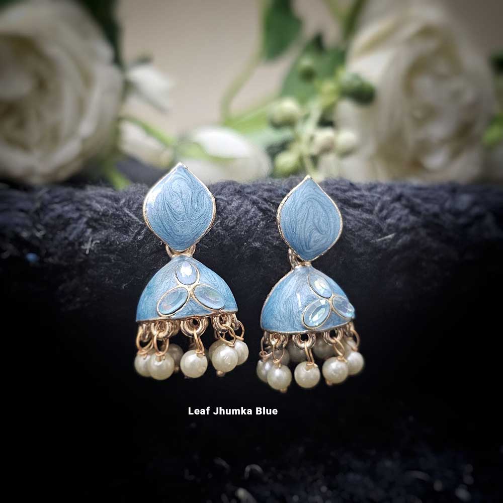 Leaf Jhumka Blue