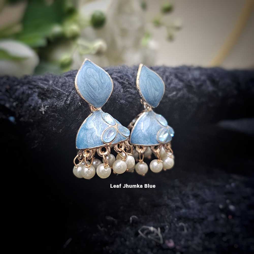Leaf Jhumka Blue
