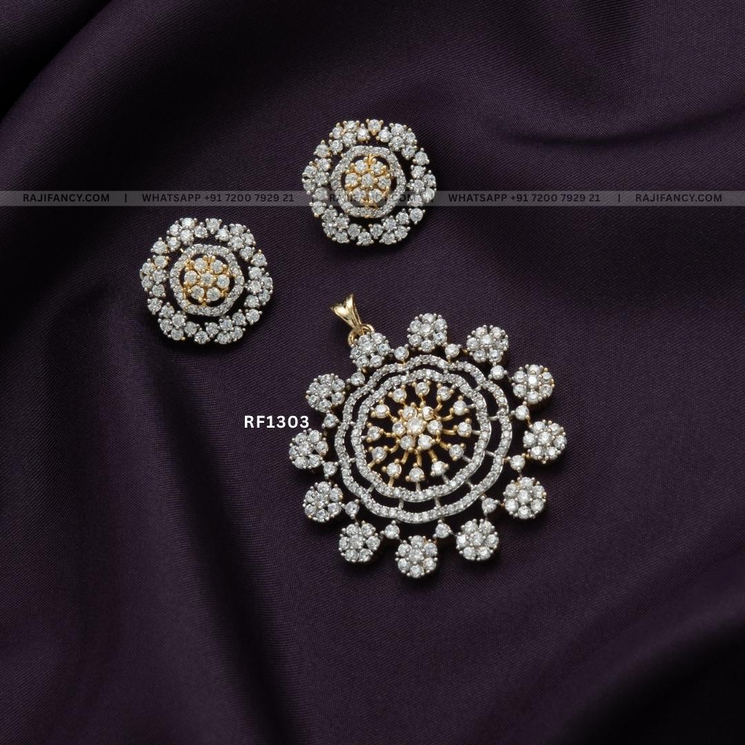Diamond Flower Pendant Set