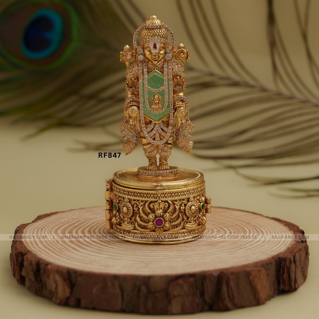 Venkateshwara Teal Kumkum Box