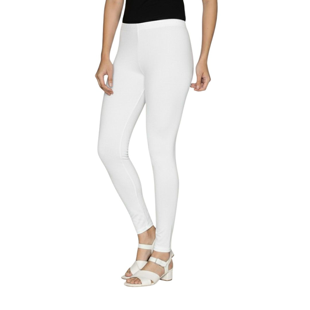Ankle Cut Cotton Leggings White