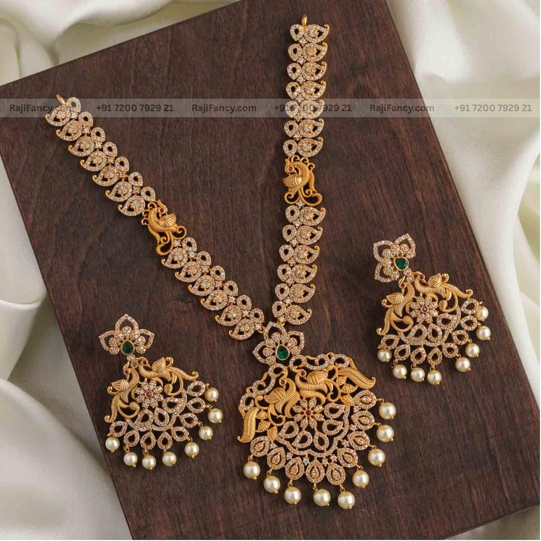 AD Floral Peacock Necklace