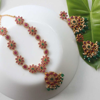 Embellished Green Beads Necklace