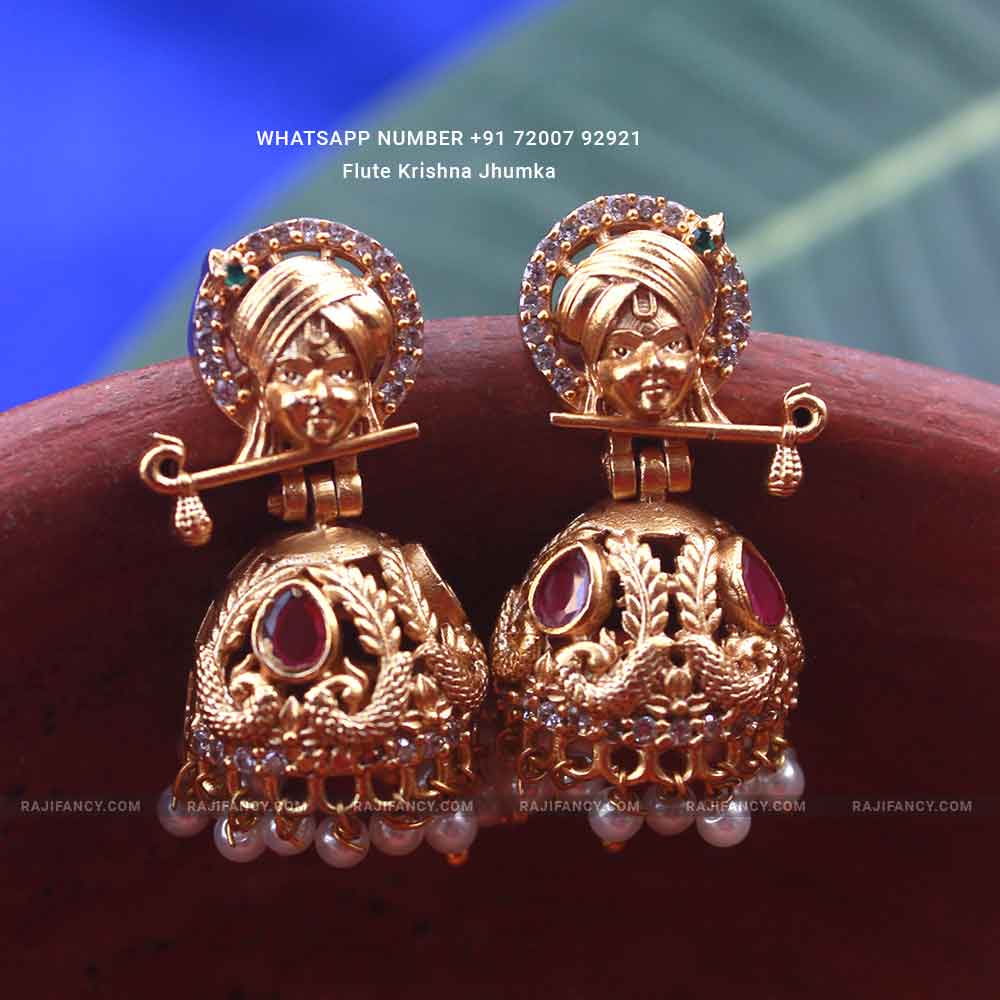 Flute Krishna Jhumka