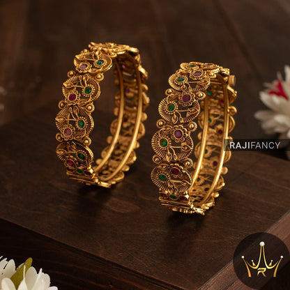 Gold Floral Bangles