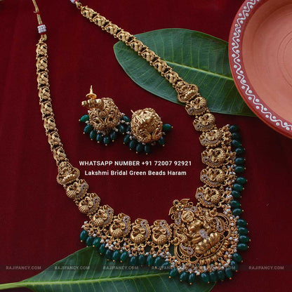 Lakshmi Bridal Green Beads Haram