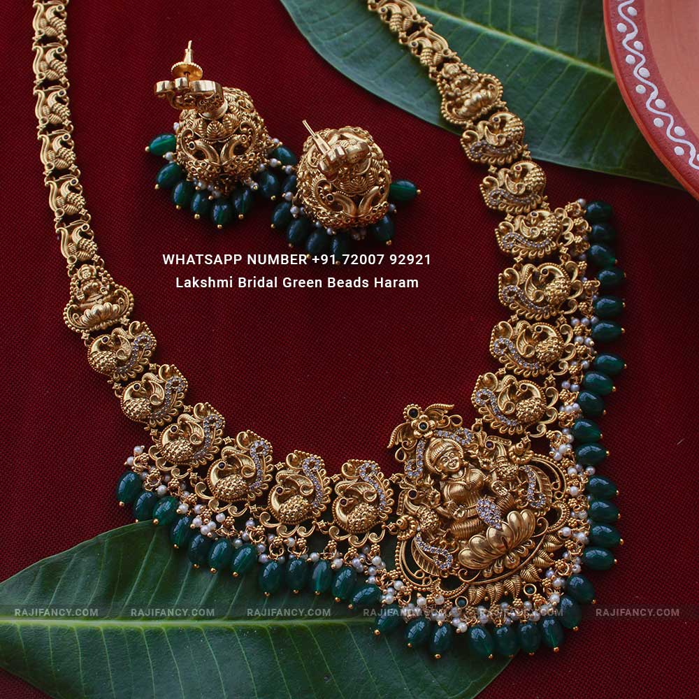 Lakshmi Bridal Green Beads Haram