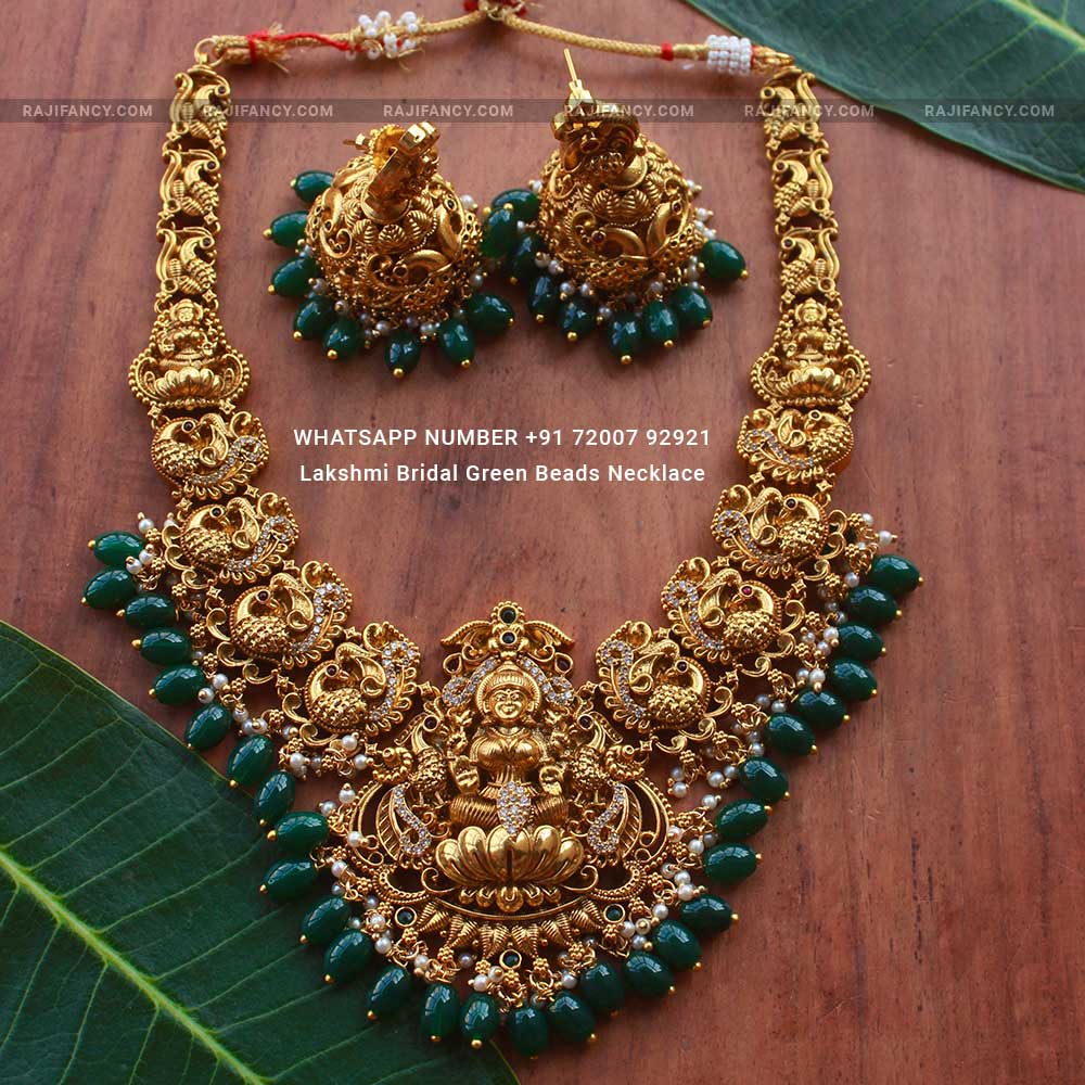 லட்சுமி மணப்பெண் பச்சை மணிகள் நெக்லஸ்