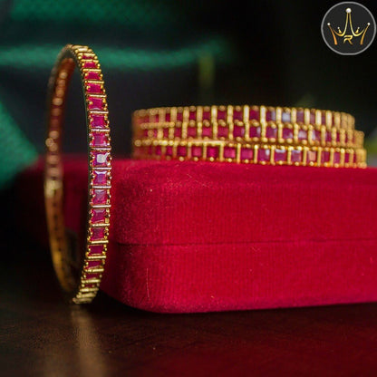 Square Cut Sequel Stone Bangles Ruby