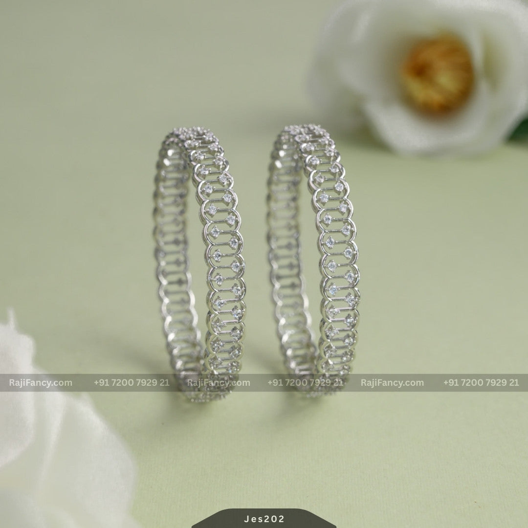 White Silver Bangle